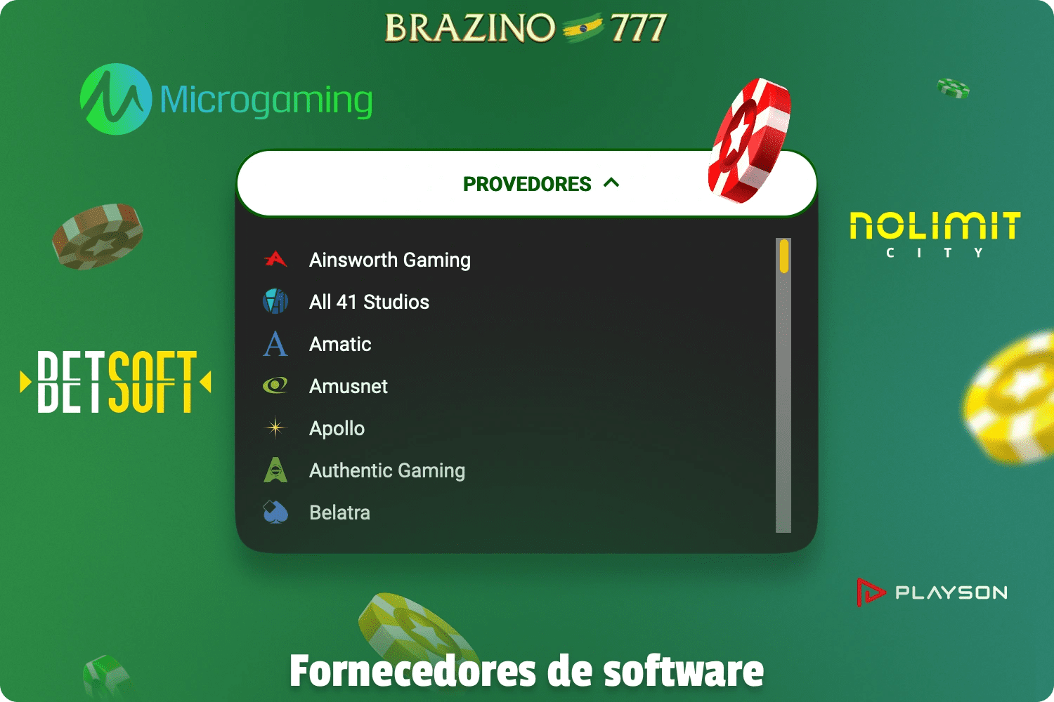 Catálogo do software Brazino777 